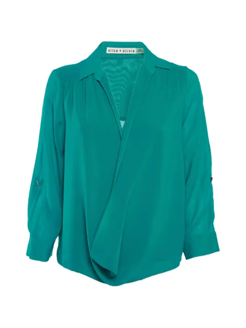 alice + olivia draped long-sleeve blouse Blue 1289728