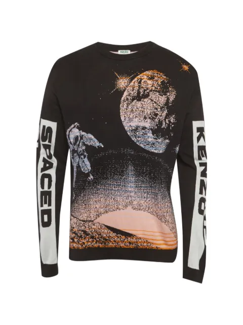Kenzo Pre-Owned Spaced Out Intarsia knit sweater Black 1290414