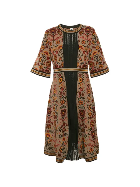 Missoni Pre-Owned floral-print knit cotton midi dress Brown 1217442