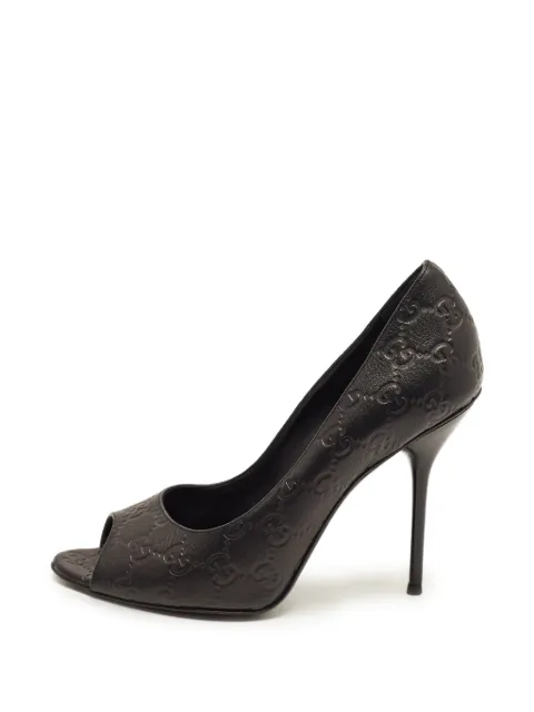 Gucci Pre-Owned Guccissima peep-toe pumps Black 1363867