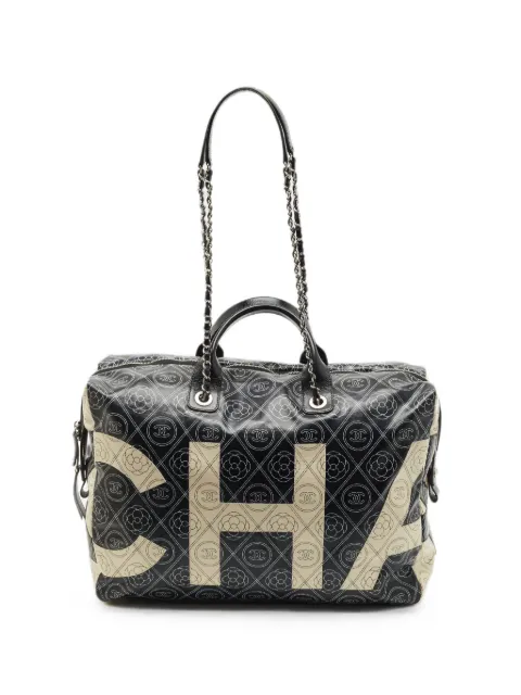 CHANEL Pre-Owned 2018 logo-print tote bag Black 1343916