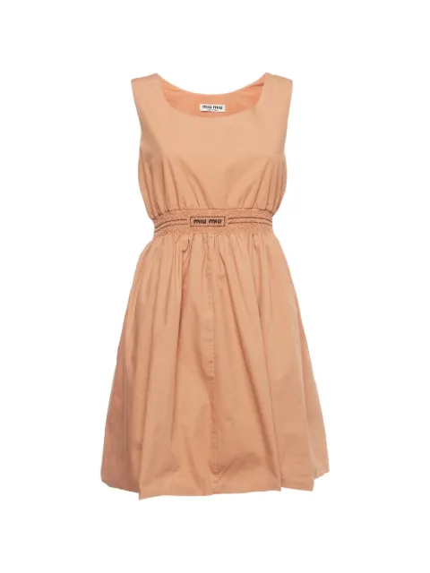 Miu Miu Pre-Owned logo-embroidered mini dress Neutrals 1327560