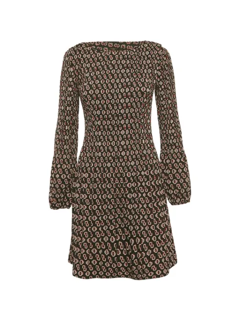 Maje logo-detail pattern midi dress Black 1272388