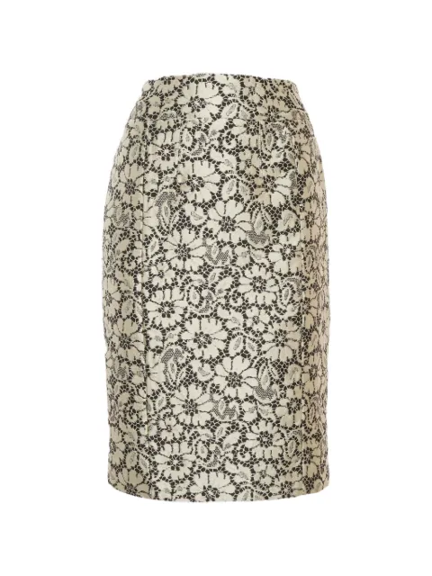 Burberry Pre-Owned brocade-lace pencil midi skirt Neutrals 1317192