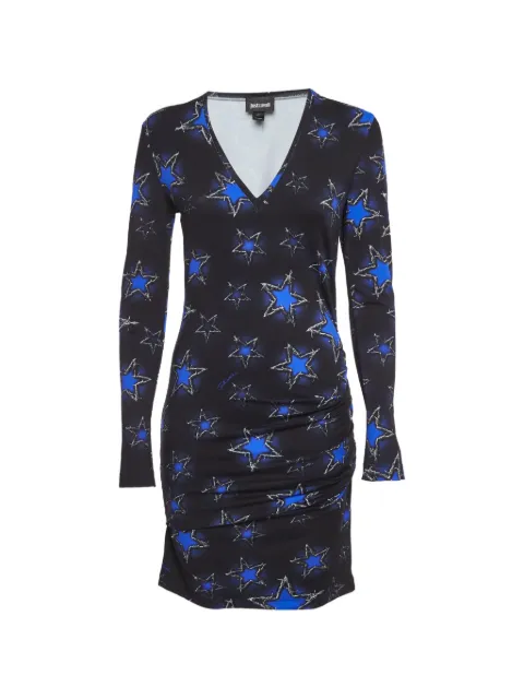 Just Cavalli Vintage star-print ruched midi dress Black 1295908