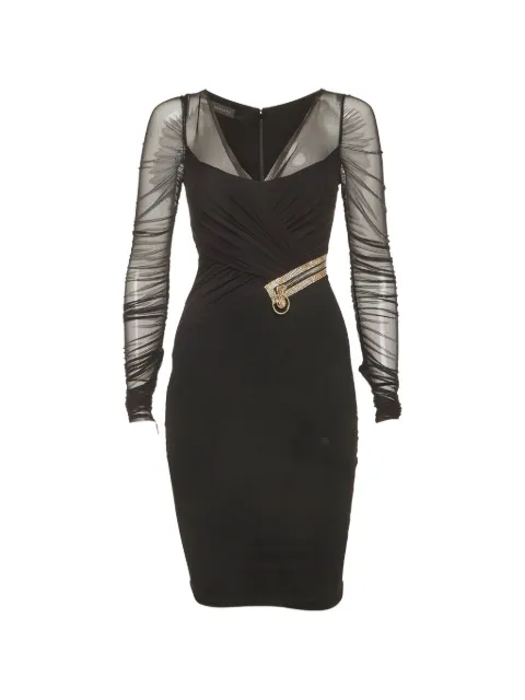Versace Pre-Owned draped tulle midi dress Black 1326534