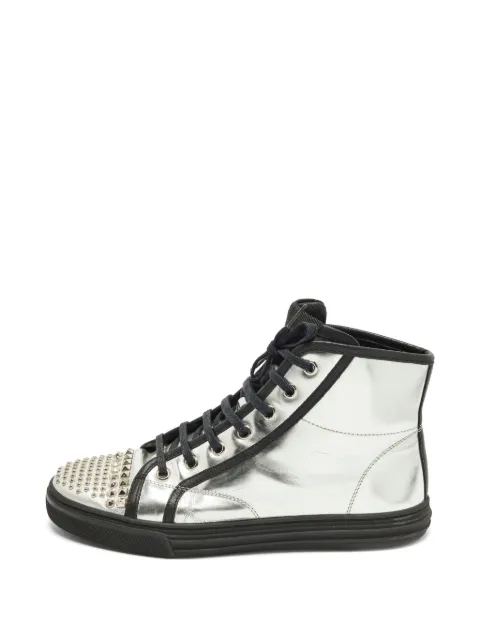 Gucci Pre-Owned stud-embellished leather sneakers Silver 1278740