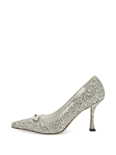 Jimmy Choo Pre-Owned Ryker glitter-detail heeled pumps Silver 1296085