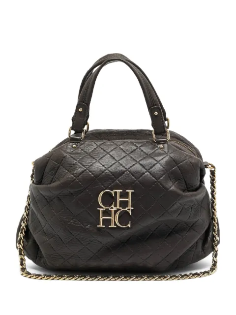 Carolina Herrera Vintage quilted chain-link tote bag Brown 1267555
