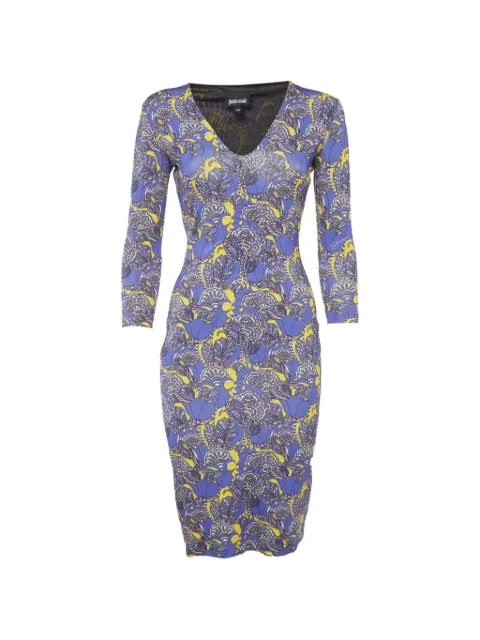 Just Cavalli Vintage floral-print V-neck midi dress Purple 1287900