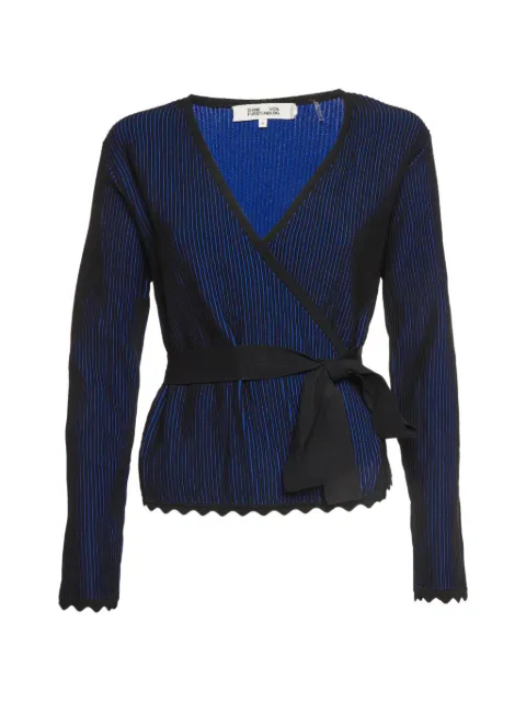 DVF Diane von Furstenberg striped-pattern wrap top Blue 1339826
