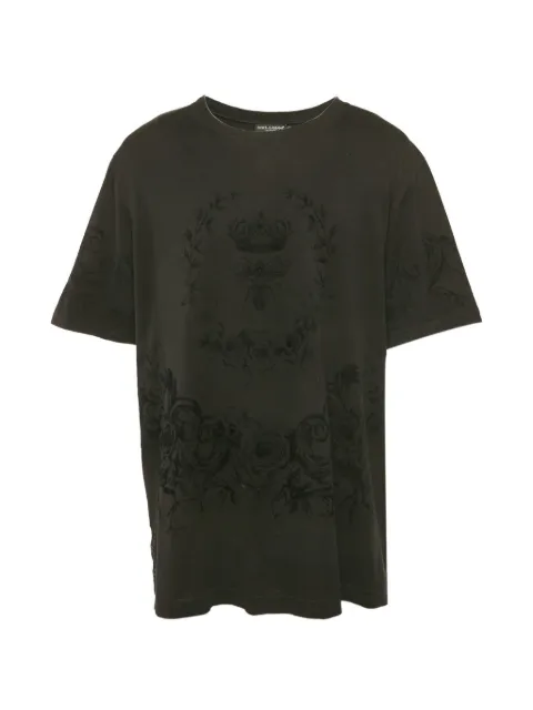 Dolce & Gabbana Pre-Owned velvet-print cotton T-shirt Green 1275912