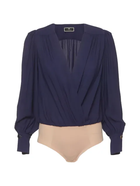 Elisabetta Franchi draped long-sleeve bodysuit Blue 1334728