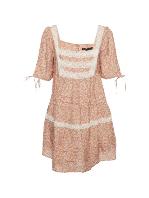 Maje floral-print lace-trim mini dress Pink 1333974