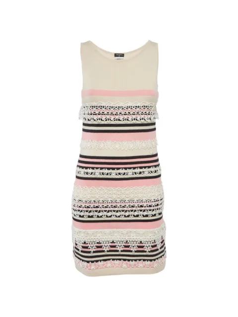 CHANEL Pre-Owned striped lace-insert dress Neutrals 1293128