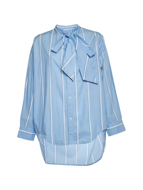 Balenciaga Pre-Owned striped pussy-bow shirt Blue 1325397