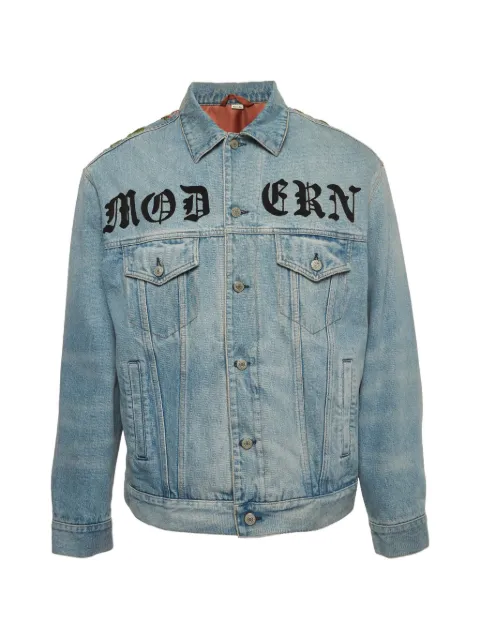 Gucci Pre-Owned logo-print floral-motif denim jacket Blue 1330581