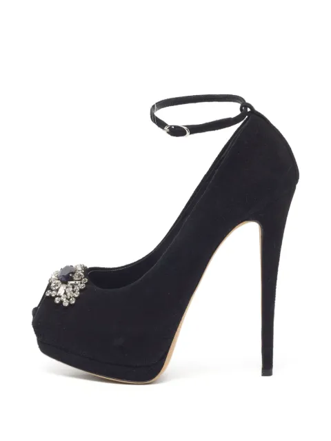 Giuseppe Zanotti Vintage crystal-embellished peep-toe platform pumps Black 1288736