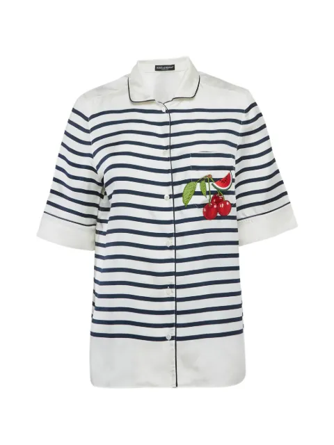 Dolce & Gabbana Pre-Owned striped cherry-patch shirt White 1169844