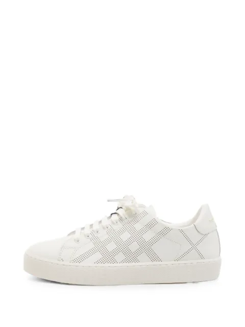 Burberry Pre-Owned Westford perforated-details lace-up leather sneakers White 1350850