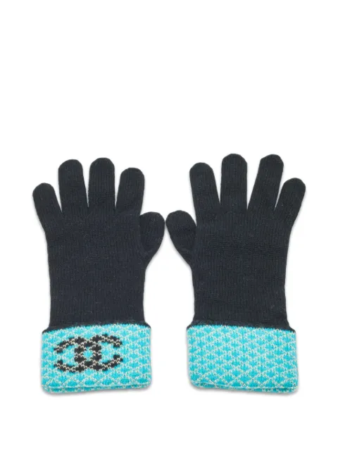 CHANEL Pre-Owned CC interlocking gloves Black 1278832