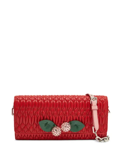 Miu Miu Pre-Owned matelassé crystal-embellished wallet-on-chain Red 1261478
