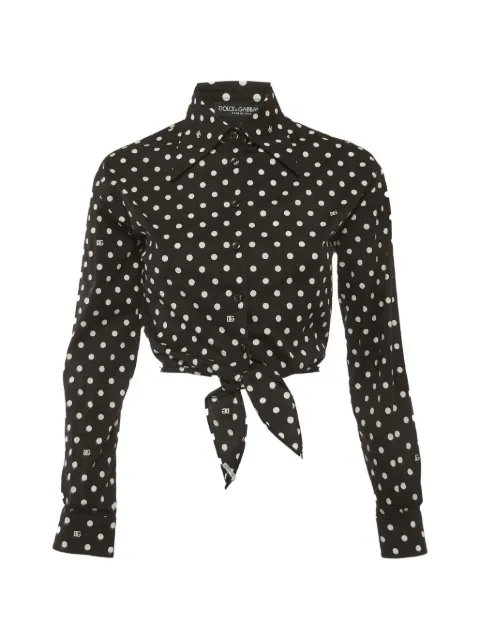 Dolce & Gabbana Pre-Owned polka-dot cropped shirt Black 1318433