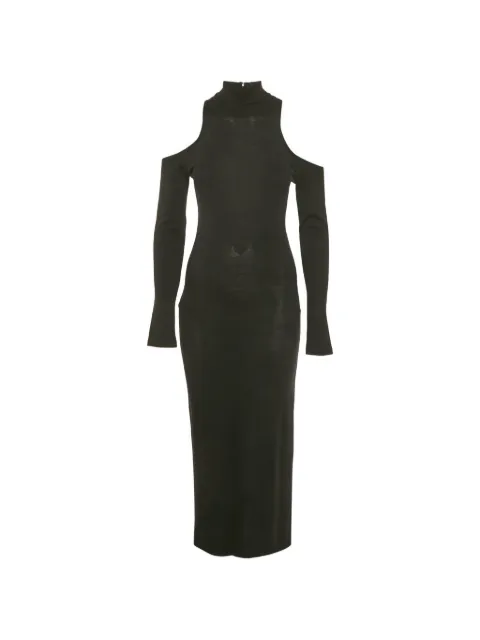 Balmain Pre-Owned cold-shoulder wool maxi dress Black 1272333