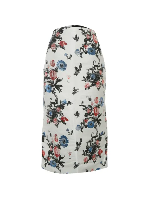 Valentino Garavani Pre-Owned floral-jacquard pencil skirt White 1274622