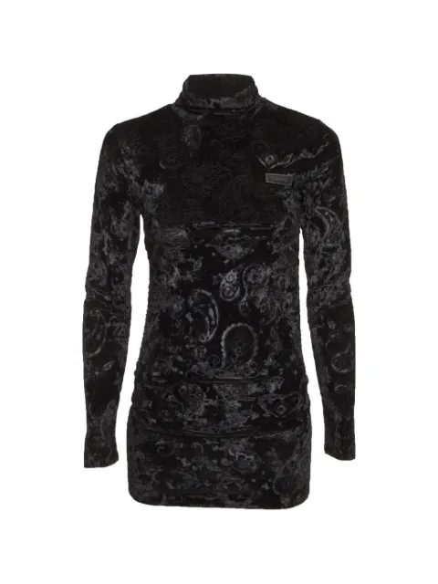 GANNI velour ruched high neck top Black 1295934