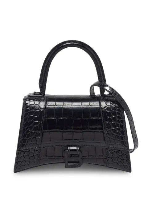 Balenciaga Pre-Owned Hourglass croc-embossed handbag Black 1296319