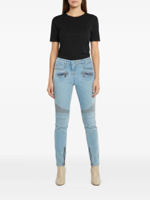 Balmain Pre-Owned paneled zip-details jeans Blue 1348814