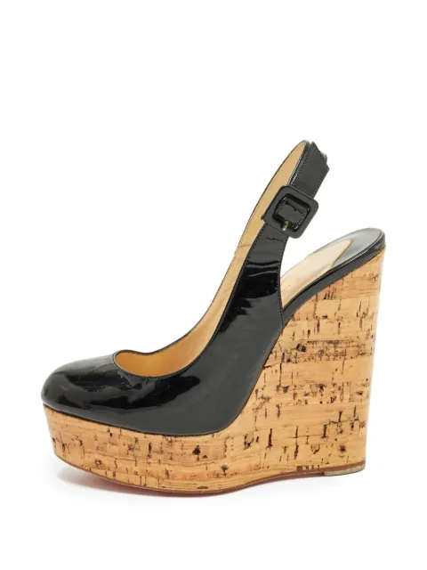 Christian Louboutin Pre-Owned Une Plume cork-wedge pumps Black 1298639