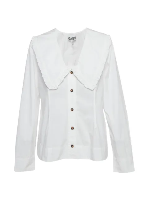 GANNI ruffled oversized-collar shirt White 1307367