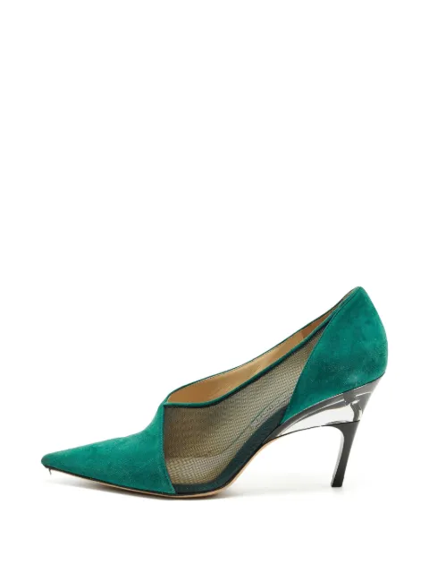 Jimmy Choo Pre-Owned mesh panelled pointed-toe pumps White 1331009
