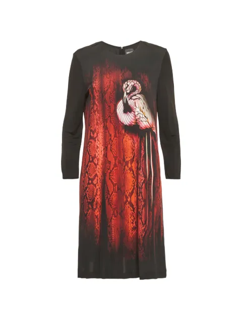 Just Cavalli Vintage snake-print flamingo mini dress Black 1303291