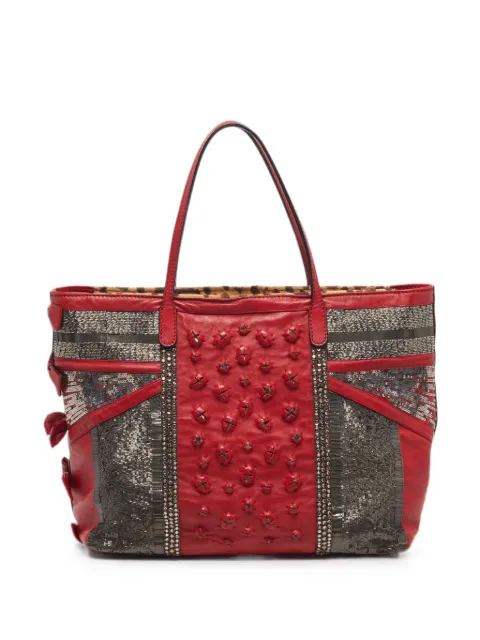 Valentino Garavani Pre-Owned sequinned crystal-embellished tote bag Red 1292180