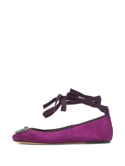Jimmy Choo Pre-Owned Grace crystal-embellished ballet flats Purple 1309875