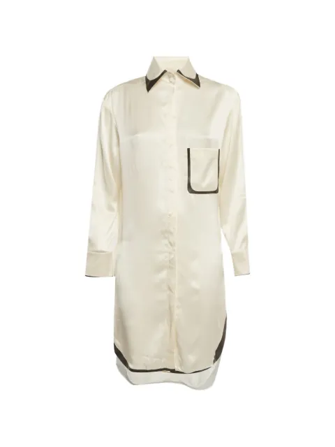 Fendi Pre-Owned contrast-trim shirt midi dress Neutrals 1291721
