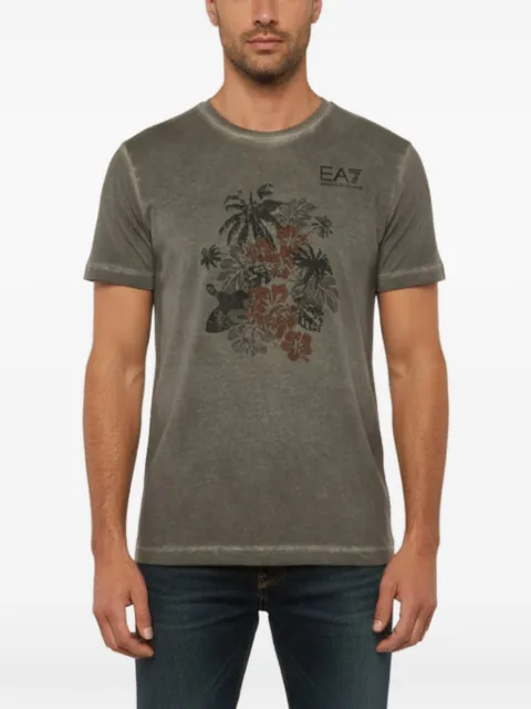 Emporio Armani Pre-Owned floral-print EA7 T-shirt Grey 1343749