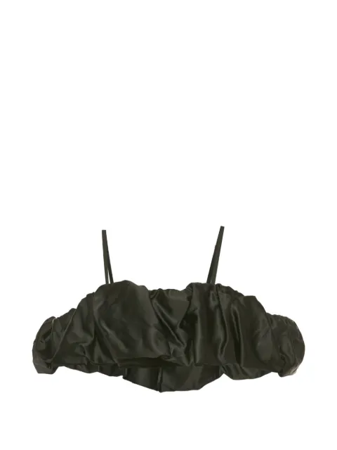 SIMKHAI Leonora ruffled corset cropped top Black 1277608