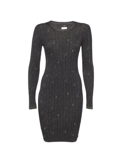 CHANEL Pre-Owned rib-knit mini dress Black 1292182