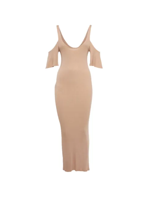 424 rib-knit open-shoulder maxi dress Neutrals 1270850