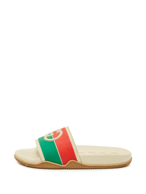 Gucci Pre-Owned GG Web pool slides Neutrals 1293138