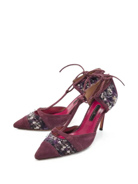 Carolina Herrera Vintage tweed T-strap heeled pumps Purple 1355175