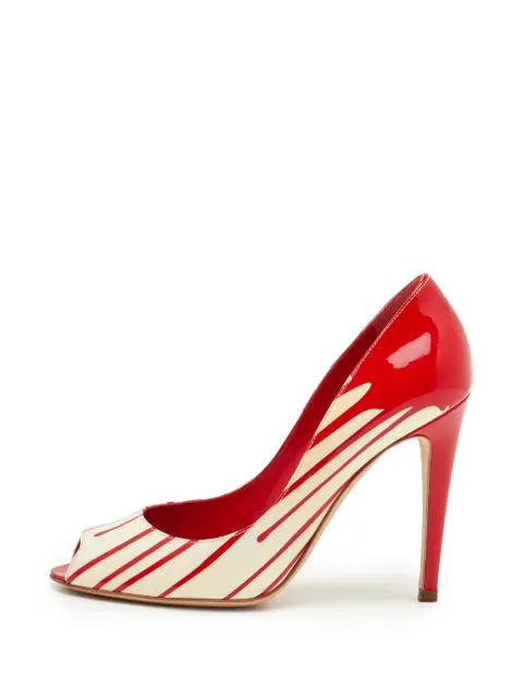 Sergio Rossi Vintage drip-paint peep-toe pumps Red 1350131