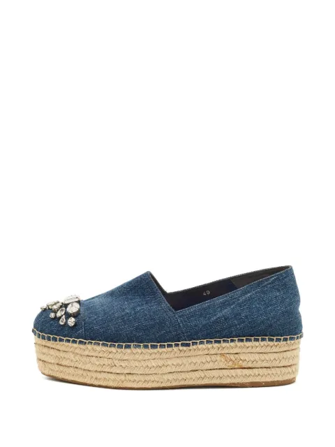 Miu Miu Pre-Owned crystal-embellished platform espadrilles Blue 1274870