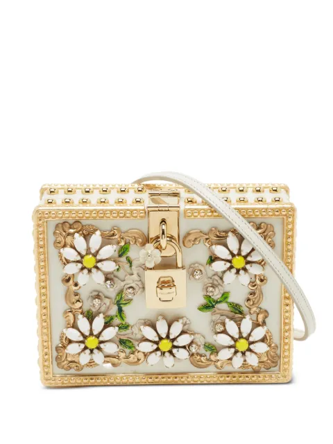 Dolce & Gabbana Pre-Owned locket box floral-motif mini bag White 1340504