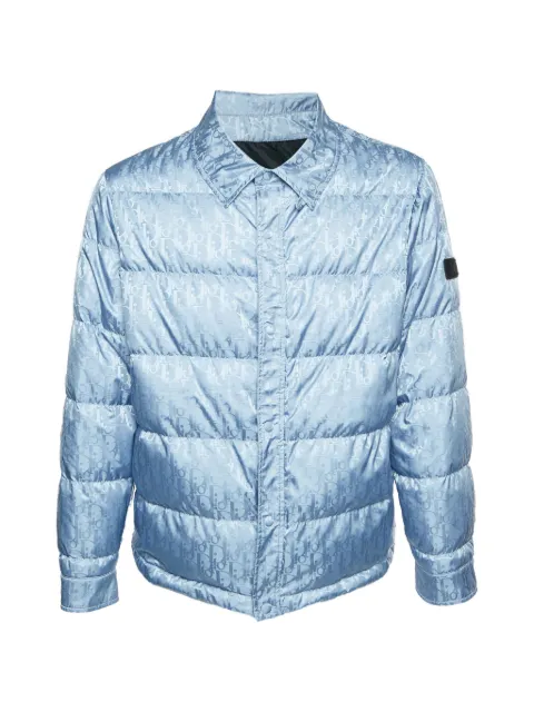Christian Dior Pre-Owned 2019 Oblique jacquard puffer jacket Blue 1318917