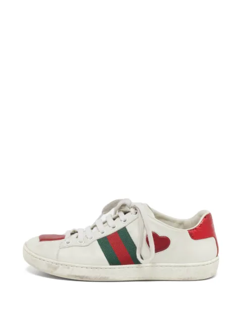 Gucci Pre-Owned Ace Web heart low-top sneakers White 1289433